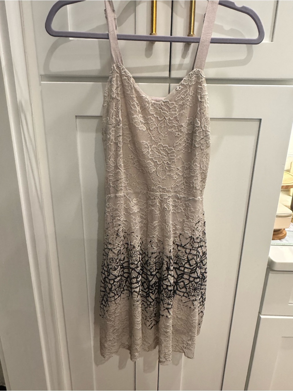 Free People flocked velvet lace sweetheart strappy mini dress in cream
